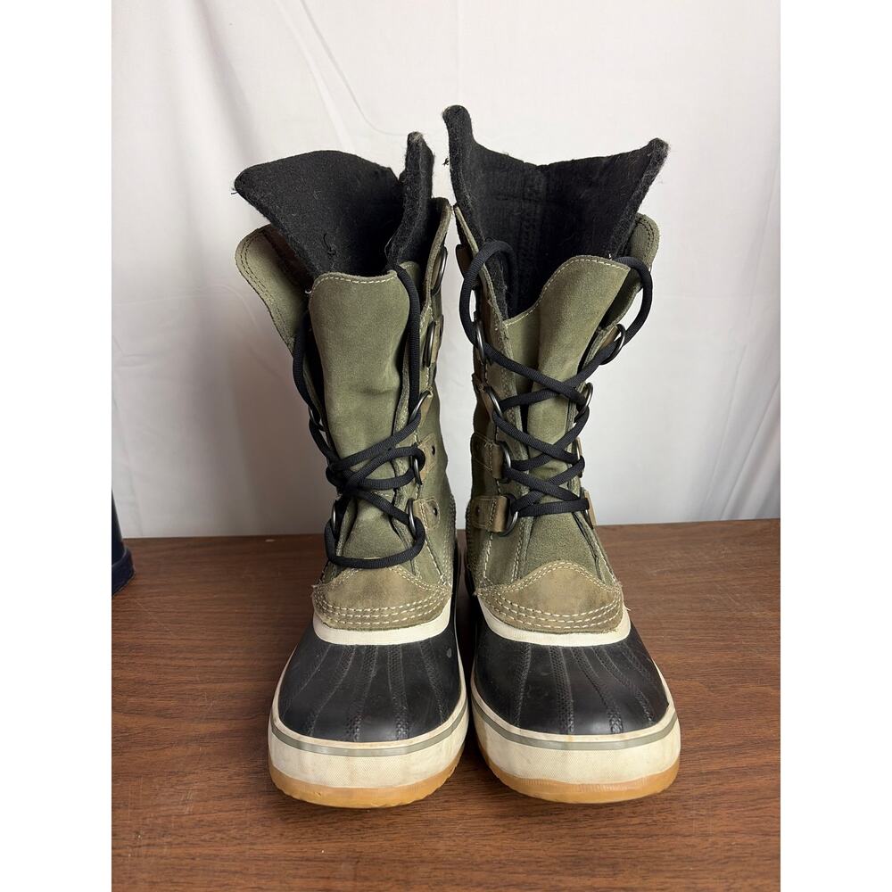 Sorel Joan Of Artic Boots Womens Size 8 Nori Green Olive Waterproof Snow Duck